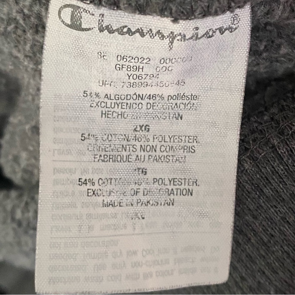 Champion Hoodie Mens Heather Gray Spellout Logo Pullover Sweatshirt Size 2XL - Picture 3 of 6